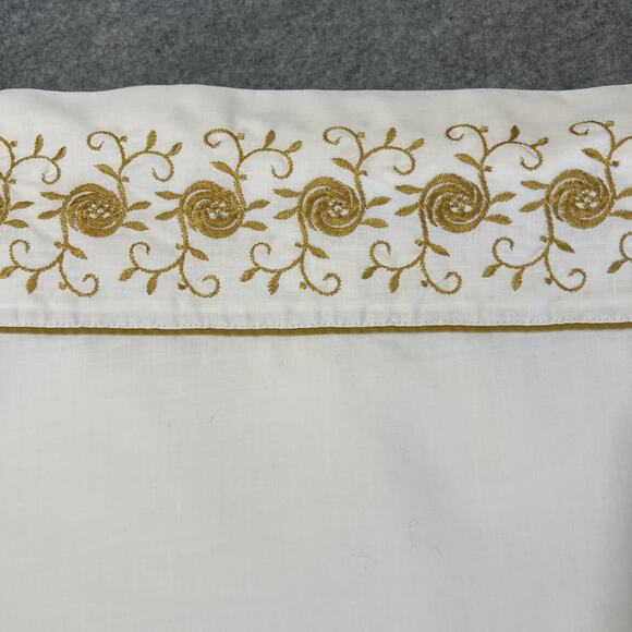 Vtg WAMSUTTA Superlin Standard Twin Flat Sheet No Iron 70s USA Gold White - Picture 2 of 5